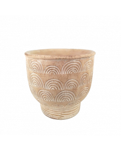 Kruka Ø14x13H beige m halvmåne