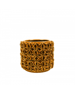 Kruka blomster gul 16,5x14H cm