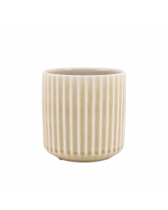 Kruka beige m ränder 13x14H cm