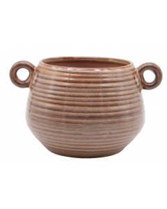 Kruka puder randig m öron 16x13H cm