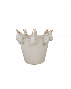 Kruka vit kanin ø19x16.5 cm