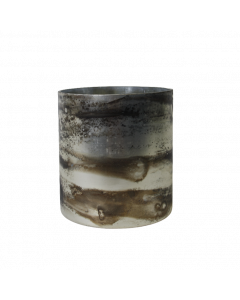 Ljuslykta glas brun/silver13x13H cm