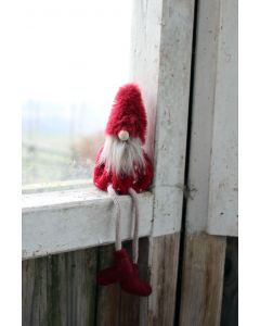 Tomte röd pälsmössa stickad 20cm