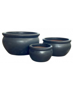 Kruka s/3 keramik låg mattsvart 46x26H cm